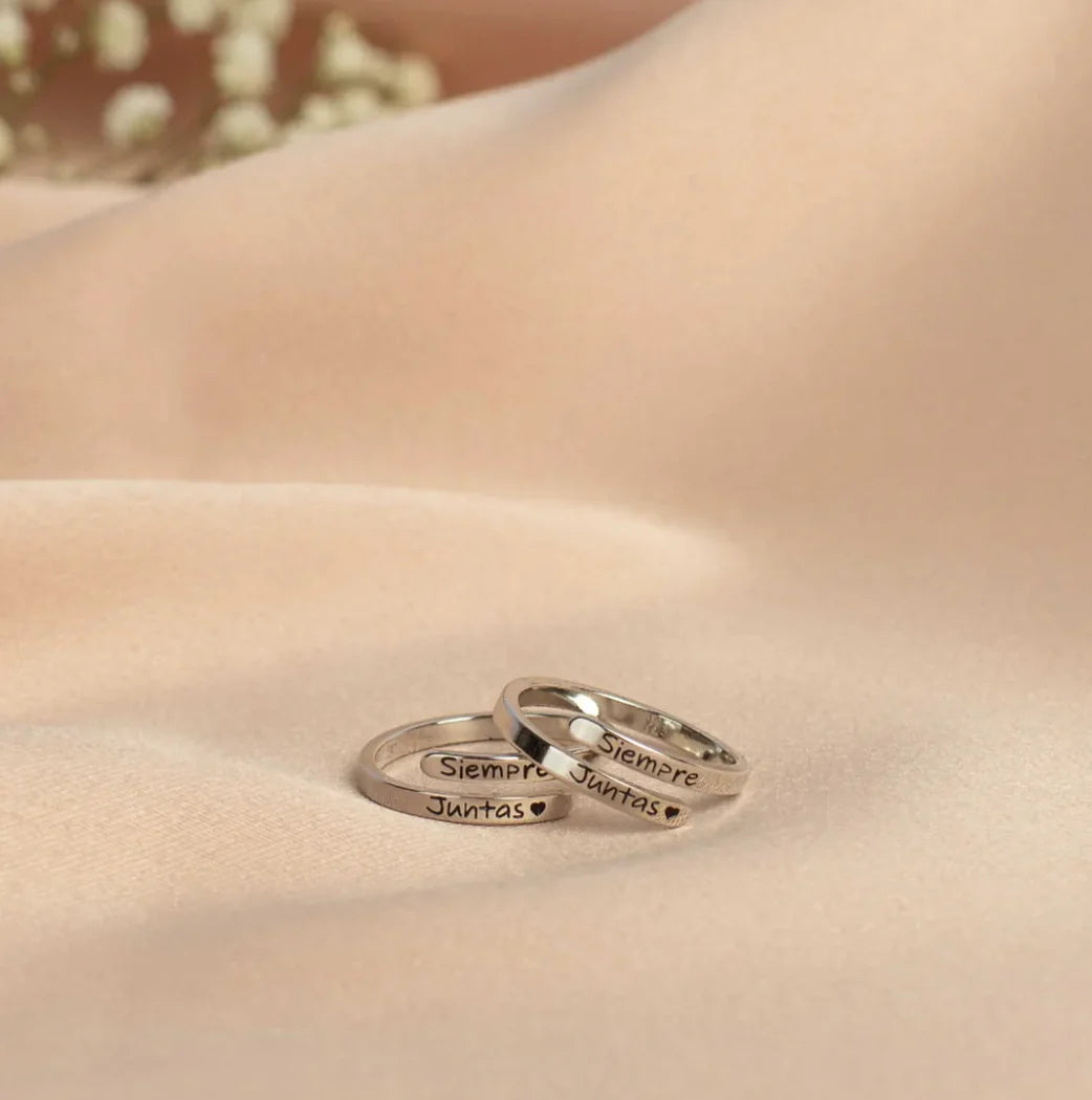 SIEMPRE JUNTAS PACK 2 ANILLOS + TARJETA PERSONALIZADA
