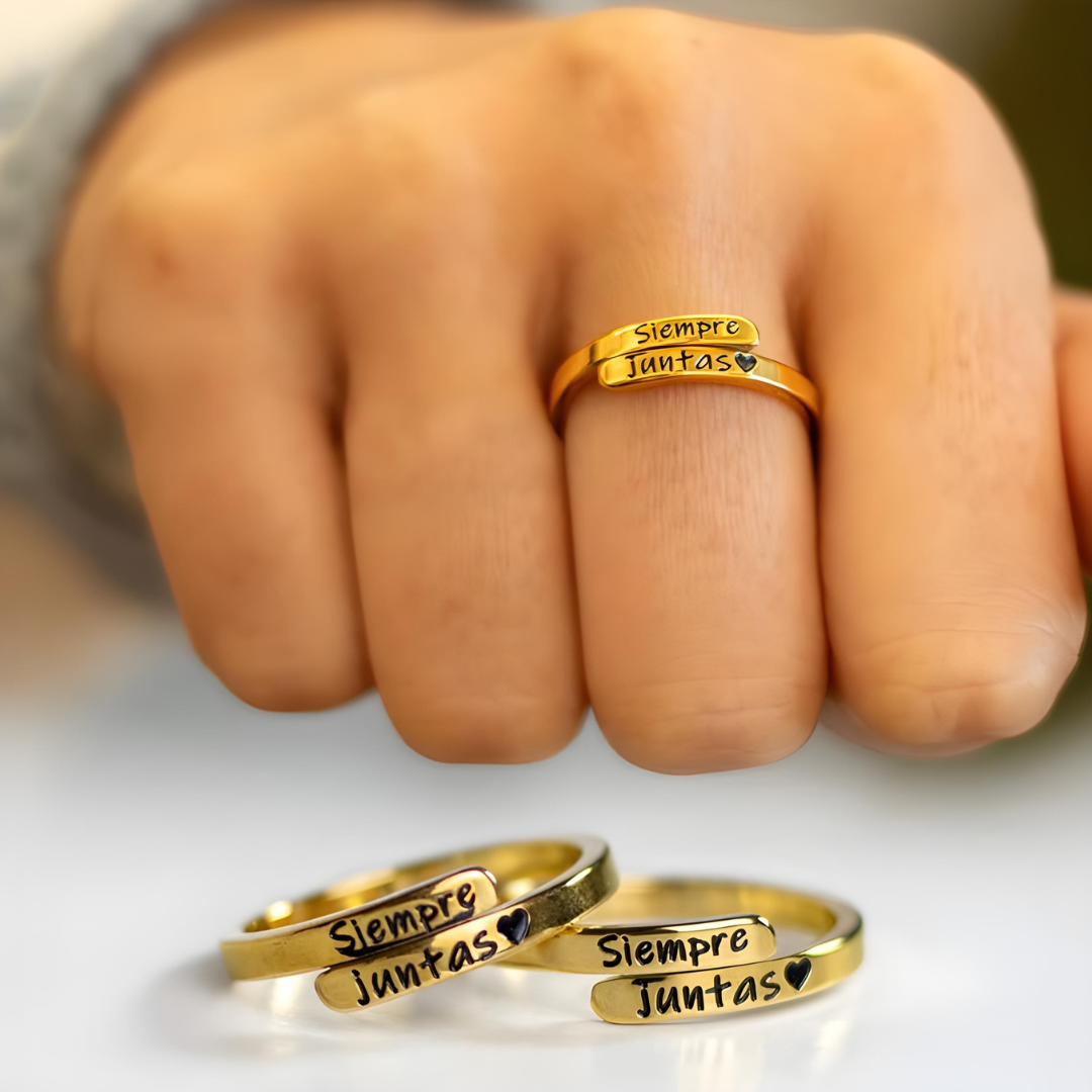 SIEMPRE JUNTAS PACK 2 ANILLOS + TARJETA PERSONALIZADA