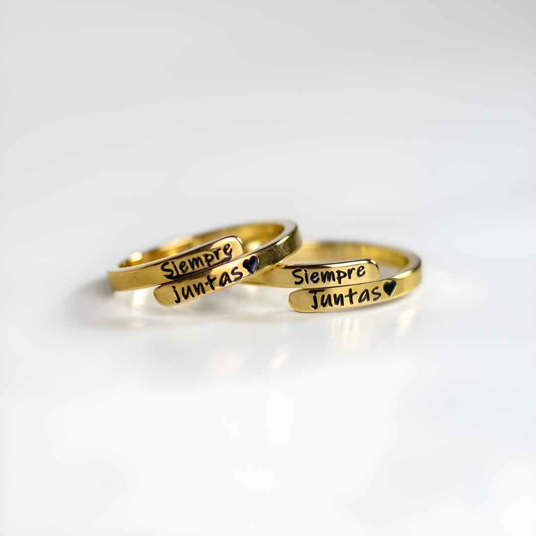 SIEMPRE JUNTAS PACK 2 ANILLOS + TARJETA PERSONALIZADA