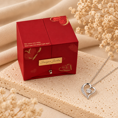 Collar Corazón + Caja Rosa Eterna - Para mi hija