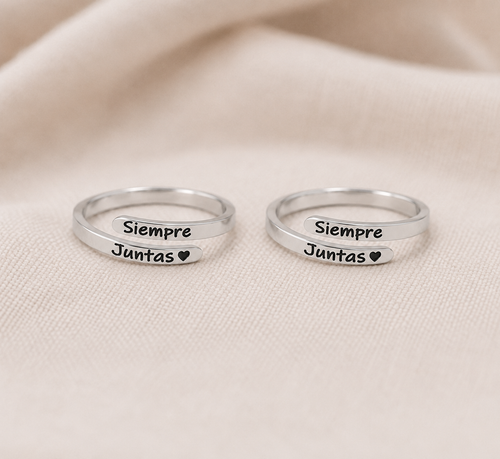 Pack 2 Anillos - Siempre Juntas + Caja Clásica