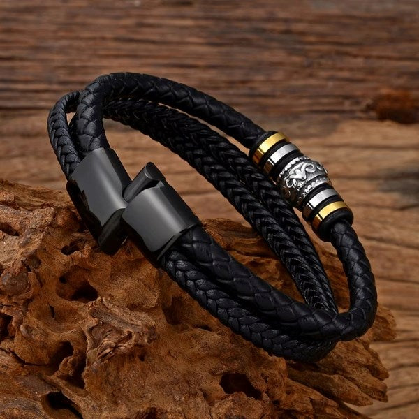 Pulsera Cuero Trenzada Papa 2x1