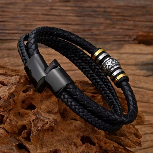 Pulsera Cuero Trenzada Papa 2x1