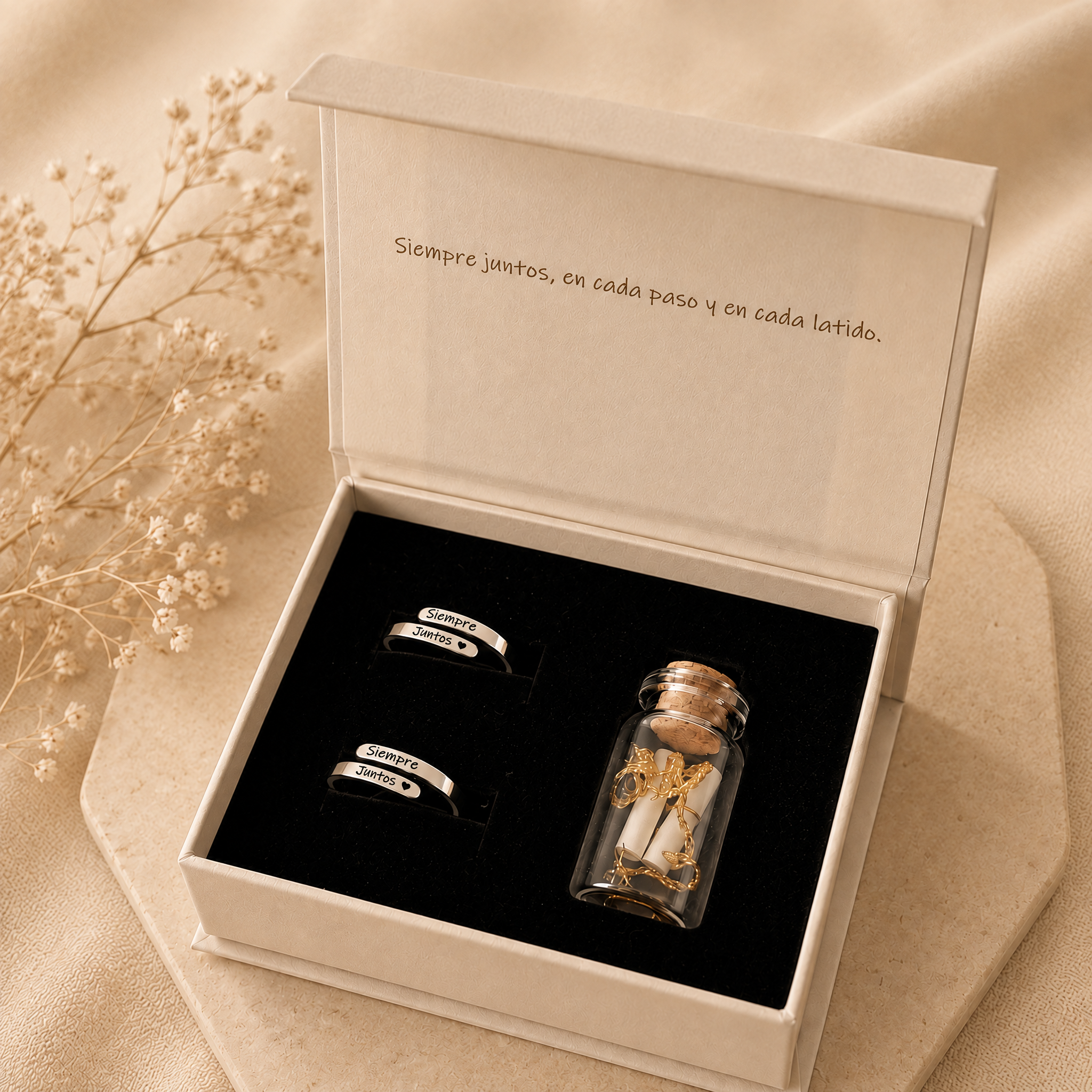 Pack 2 anillos Siempre Juntos con Caja de los Deseos y frasquito