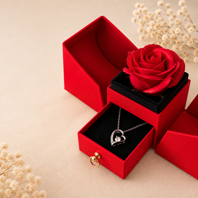 Collar Corazón + Caja Rosa Eterna - Para mi hija