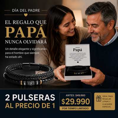 Pulsera Cuero Trenzada Papa 2x1
