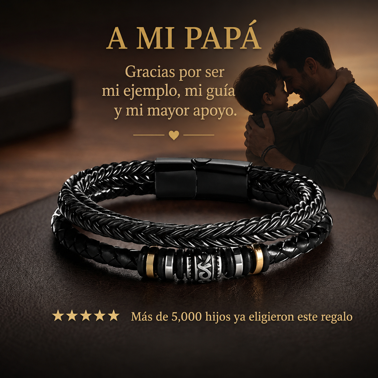Pulsera Cuero Trenzada Papa 2x1